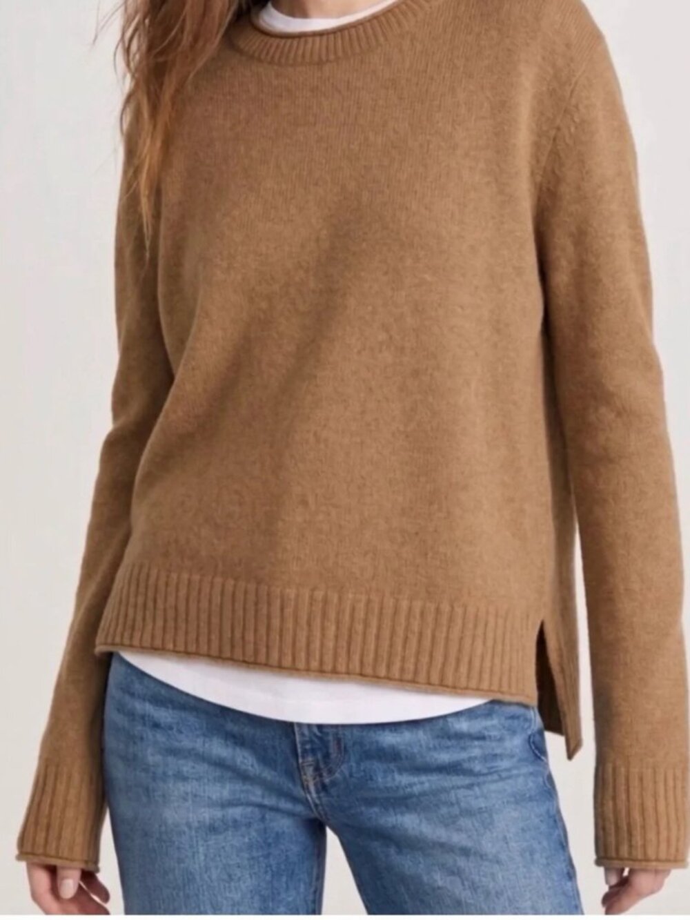 Jenni Kayne Everyday Sweater Roll Neck Tan Camel Cashmere Blend Sz. M